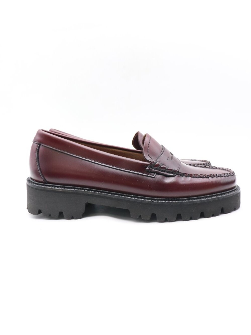 New GH Bass Weejuns Super Lug Penny Women’s 9.5 M Loafers Burgundy Leather Shoes